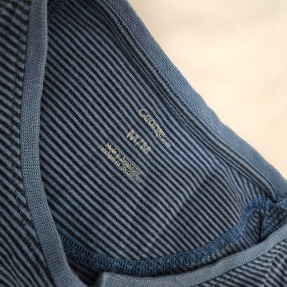 George - Men's Striped Long-Sleeve Tee Black & Blue Medium - Picture 8 of 9